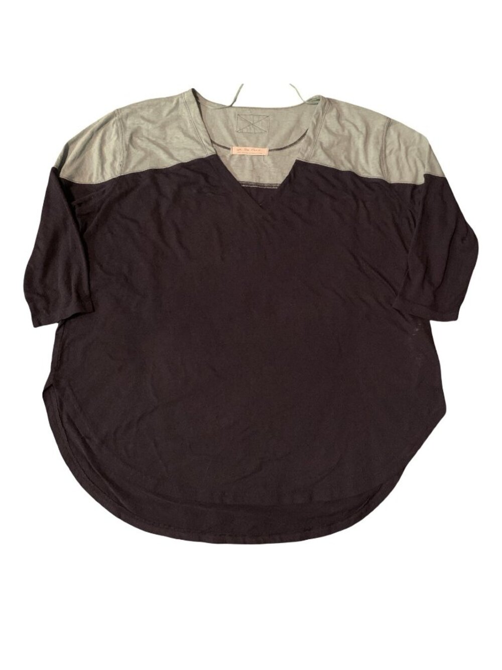 We The Free People Size S Womens Two Tone V Neck Oversized Baseball Tee Top Boho - Picture 3 of 9